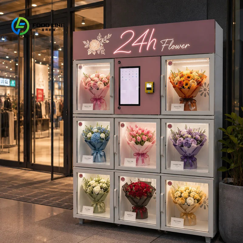 Customized Automatic Self Service Innovative Vending Machine Elegant Design Fresh Flower Vending Machine With Cooler