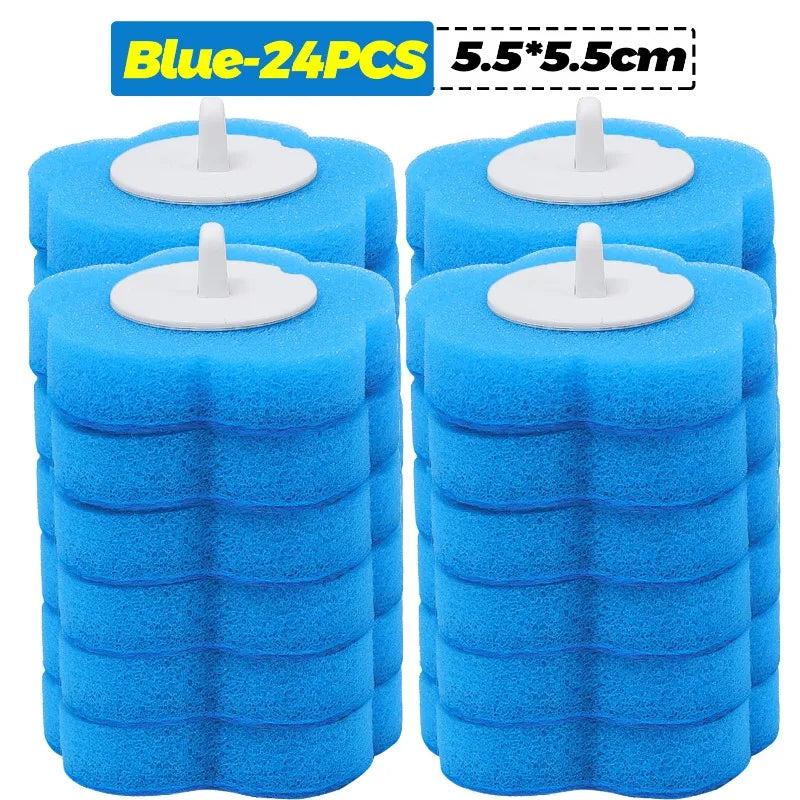 6-60PCS Toilet Disposable Replacement Head Foam Cleaning Sponges Heads Toilet Brush Refills No Dead Angle Bathroom Brush Heads