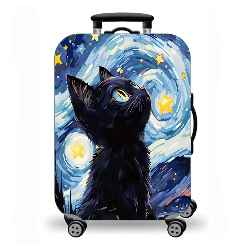 Luggage Cover, Cute Cat Print Stretch Suitcase Protector for Travel, 16 Styles Oil Painting Cat Design