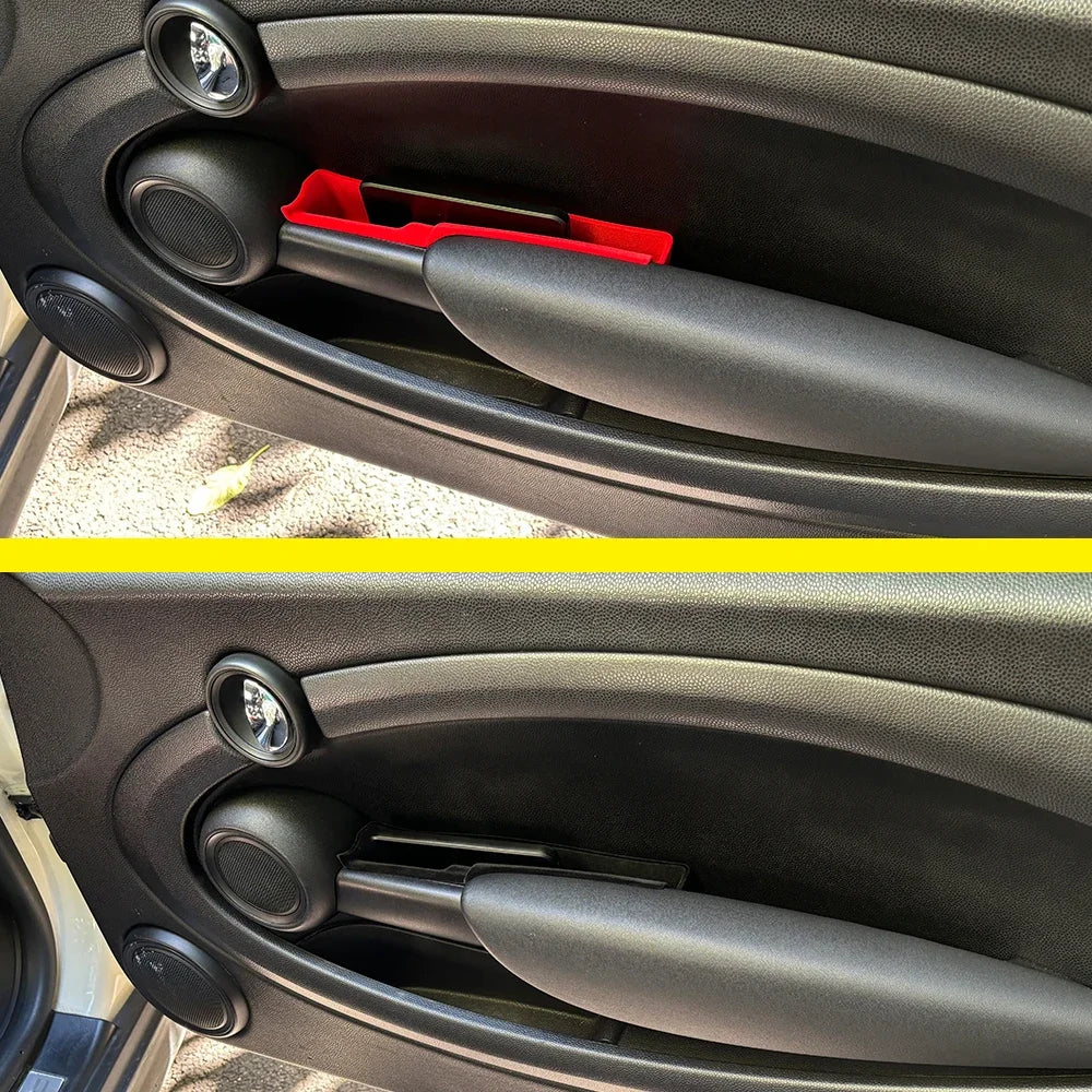 For Mini Cooper R55 R56 R57 R58 R59 Car Flocking Door Armrest Storage Box Shell Slot Phone Wallet Car Storage Auto Accessories