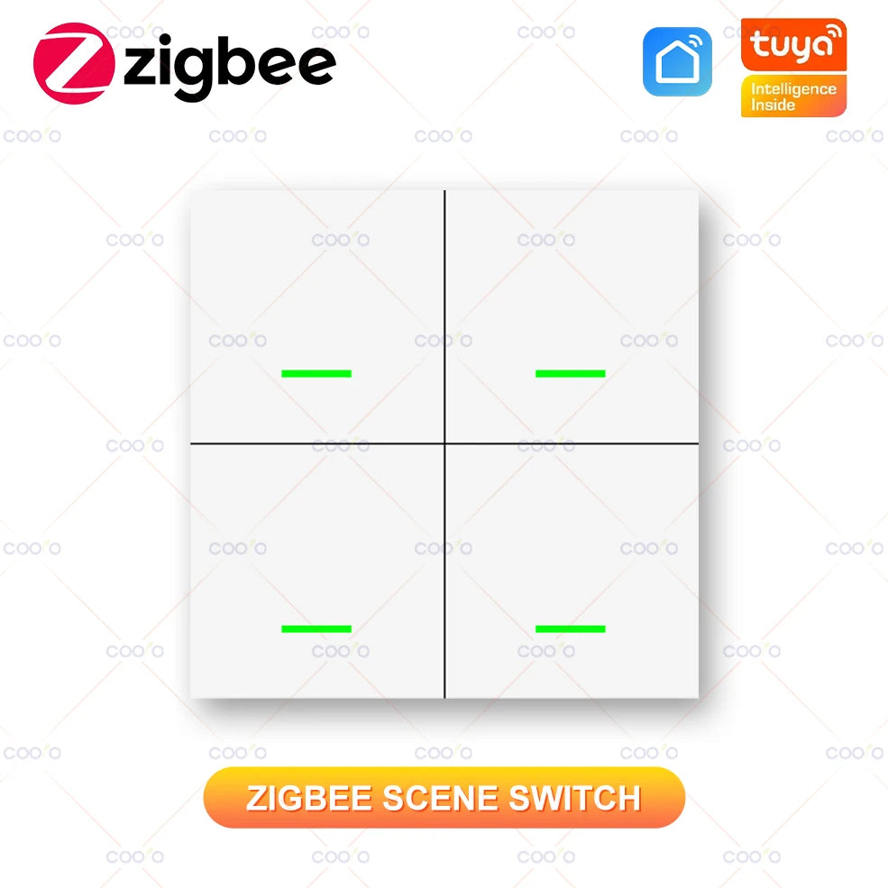 Tuya Zigbee Wireless Smart Scene Switch 4 Gang 12 Modes Home Automatic Lighting Scene Button Controller Need ZigBee Gateway