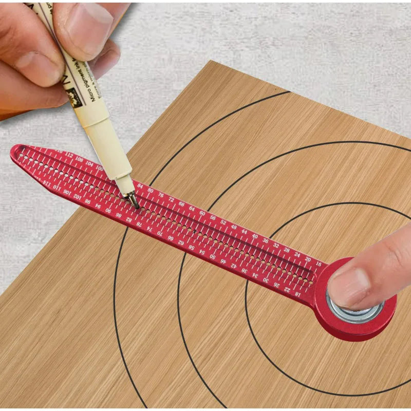 Smooth Bearing Woodworking Compass Adjustable Rotary Ruler Plastic Circle Drafting Tool Layout Gauge for Carpenter Drafting DIY