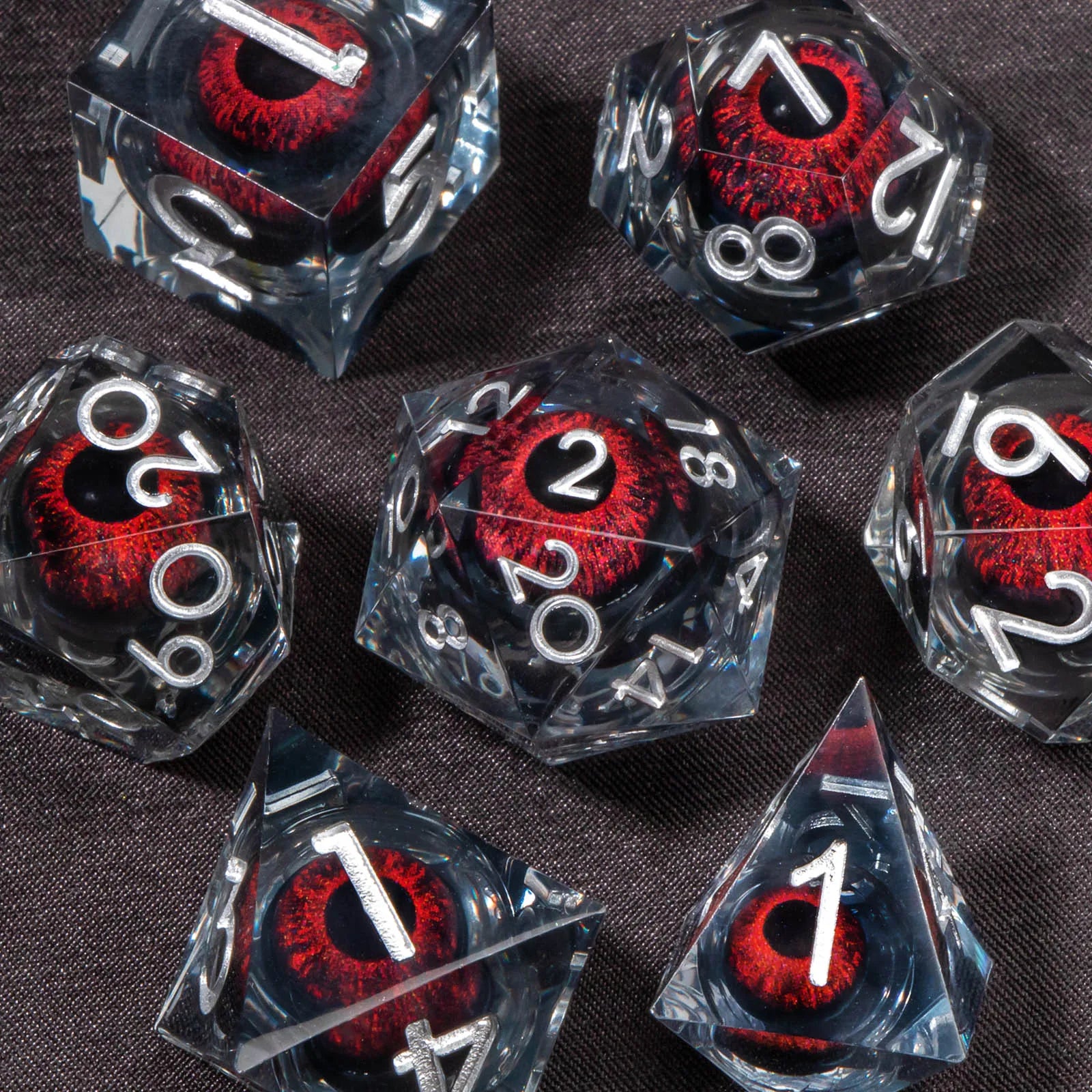 DND Liquid Core Dice Set D&D, Sharp Edge Resin Dungeon and Dragon Dice, Role Playing RPG D and D Dice D20 D12 D10 D8 D6 D4