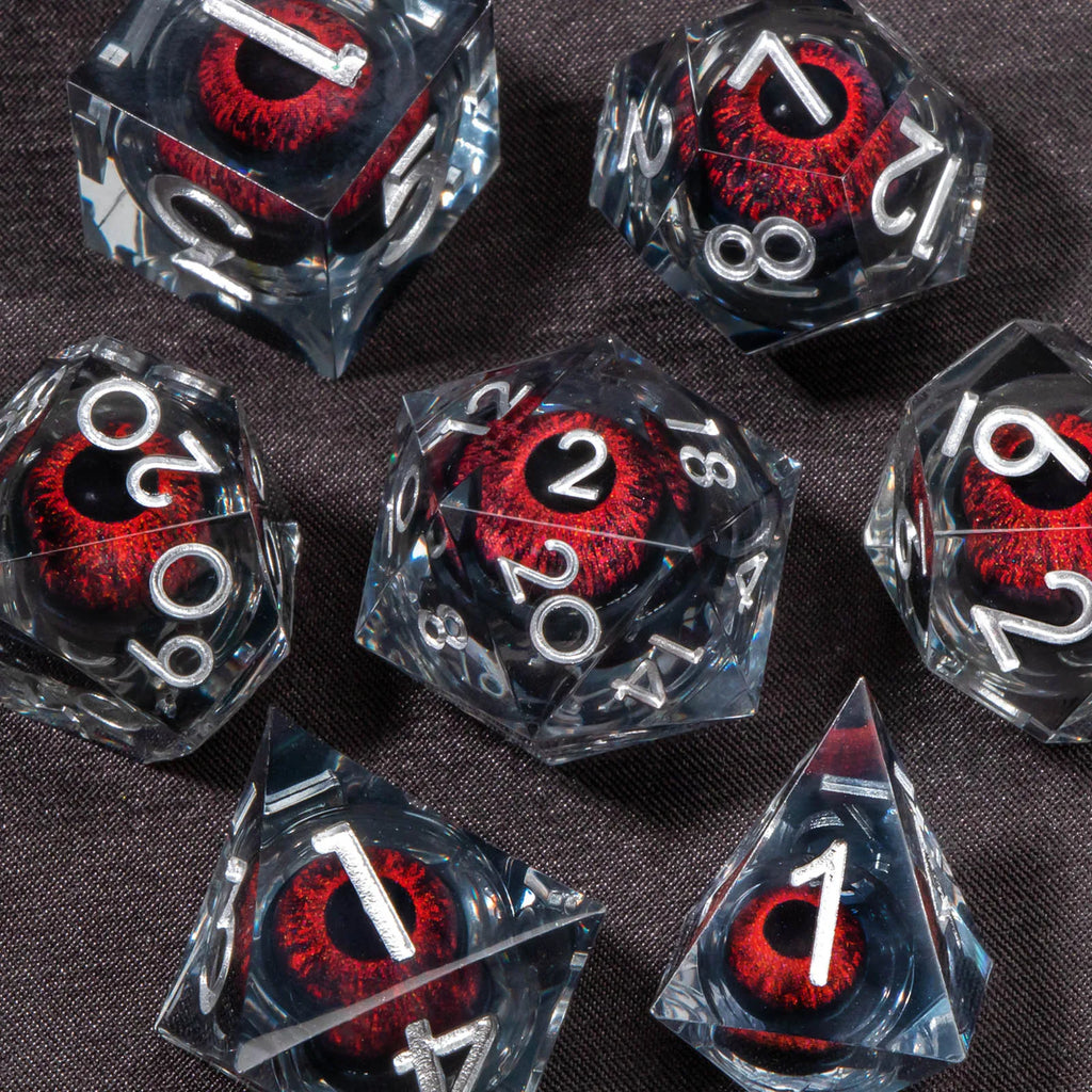DND Liquid Core Dice Set D&D, Sharp Edge Resin Dungeon and Dragon Dice, Role Playing RPG D and D Dice D20 D12 D10 D8 D6 D4