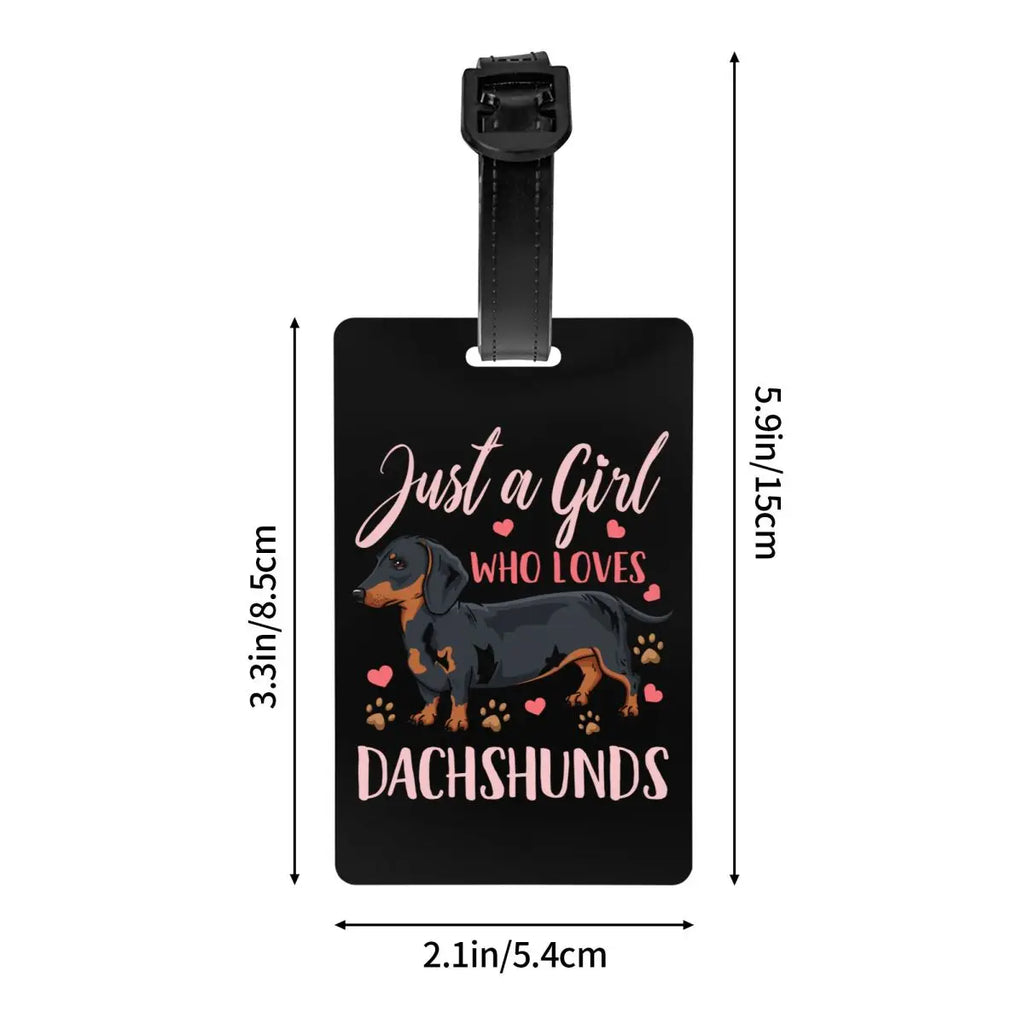 Custom Dachshunds Dog Luggage Tag Privacy Protection Badger Sausage Wiener Baggage Tags Travel Bag Labels Suitcase