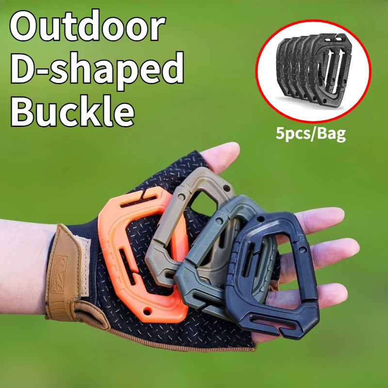 5Pcs Plastic Tactical Carabiners Fast Spring Hard Hook Buckle D-Clip For Molle Webbing Accessories Backpack/Vest/Belt