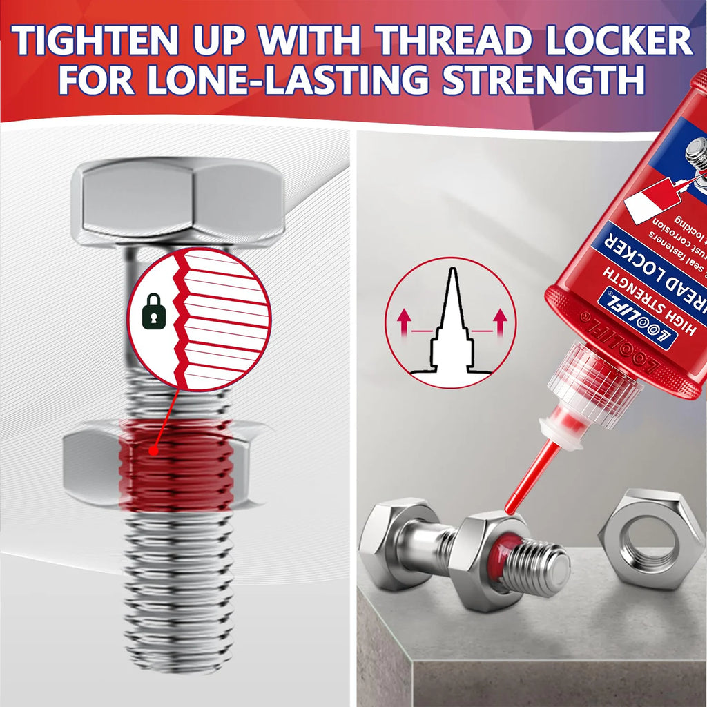 High Medium Strength Threadlocker 243 271 Bolt Anti-Loose Seal Glue Oil Heat Vibration Resistant Metal Thread Compound 50ML 10G