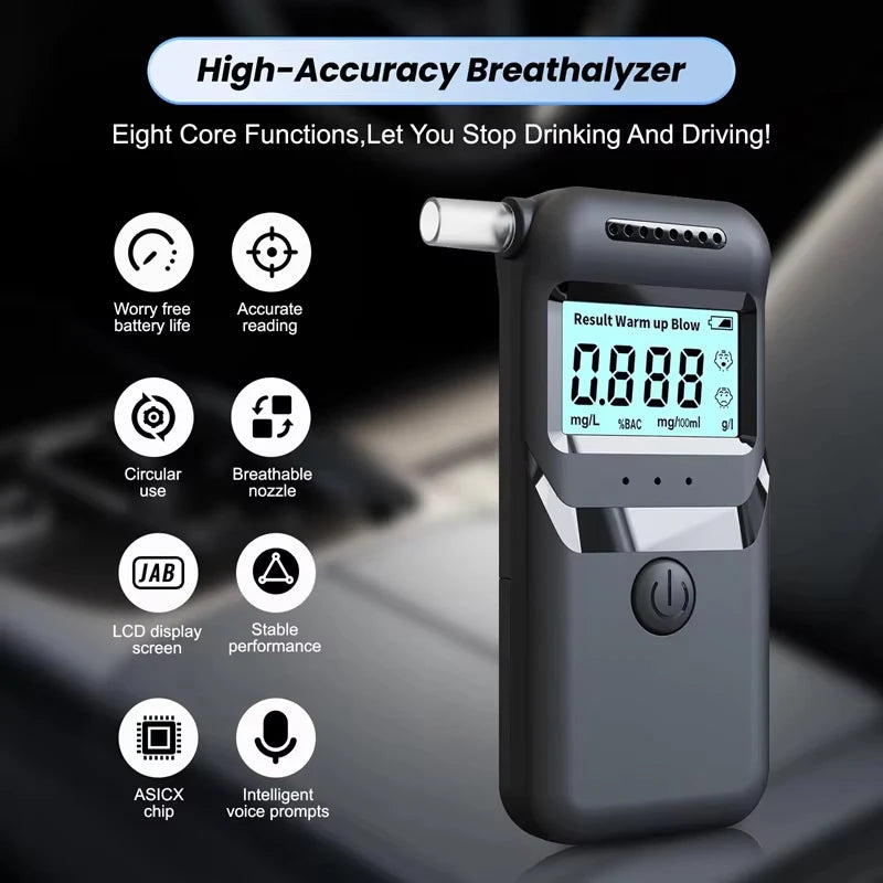 Upgraded Portable Alcohol Tester Professional Breathalyzer with LED Digital Display Accuracy Breathalyzer Diagnostic Tool