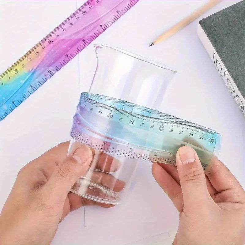 Colourful Student Flexible Ruler, Inch And Metric, 30 Cm/12 Inch, 20 Cm/8 Inch, 15 Cm/6 Inch, Random Colors Student Stationary