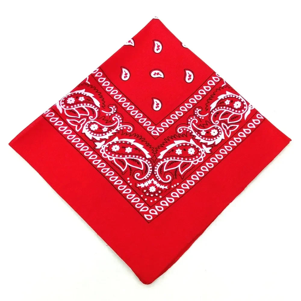 1/2PCS Fashion Hip Hop 100% Cotton Bandana Square Scarf 55cm*55cm Black Red Paisley Headband Printed For Women/Men/Boys/Girls