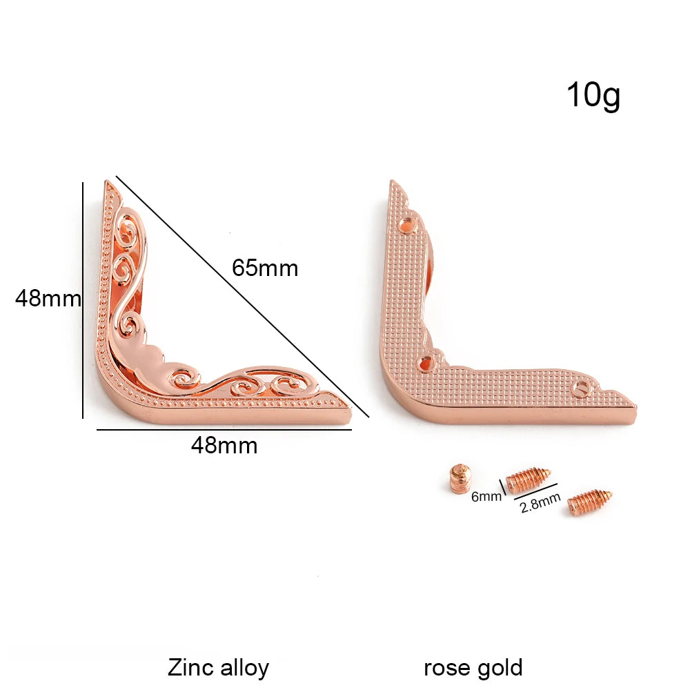 4/30/100PCS 64x64mm,48x48mm Edges Hollow Fixed Decorative Buckle For Handbag Metal Bag Corner Protectors With Screws Accessories