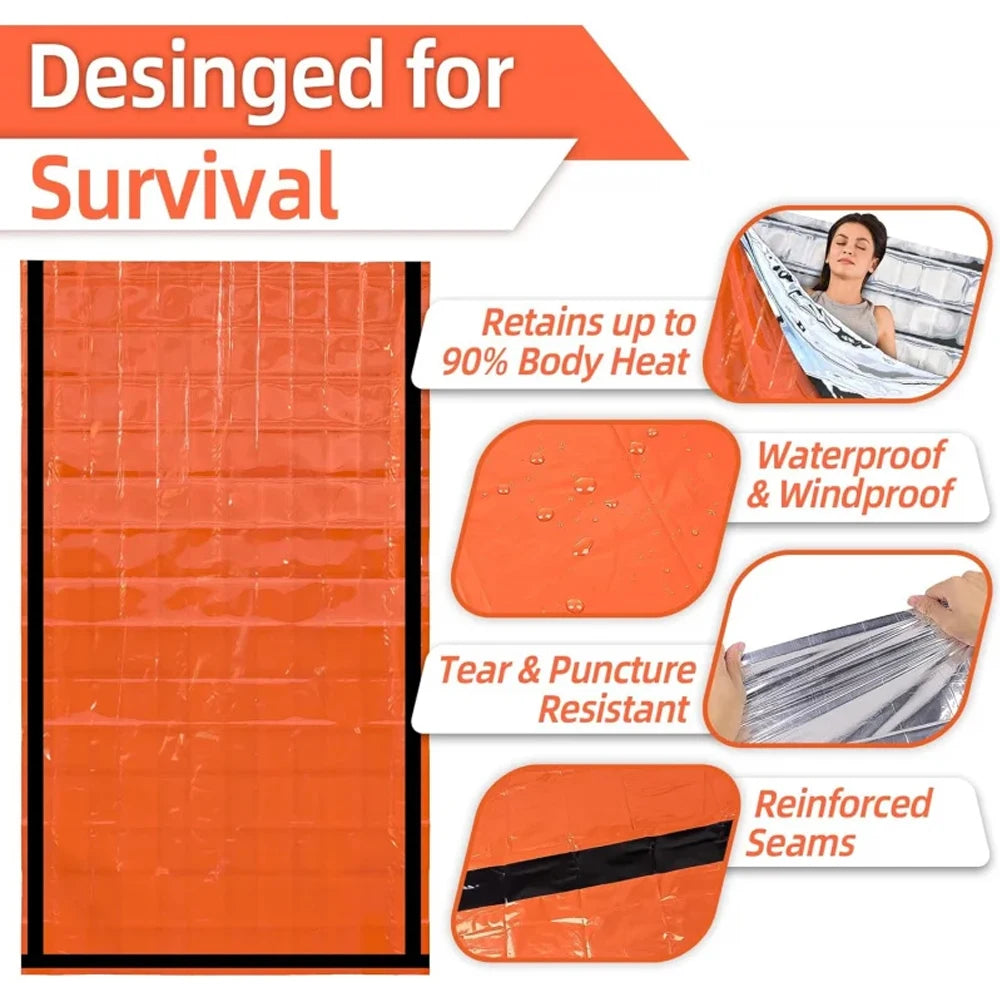 Emergency Sleeping Bag Survival Blanket Thermal Mylar Bivy Sack Lightweight Waterproof Portable Shelter For Camping Hiking