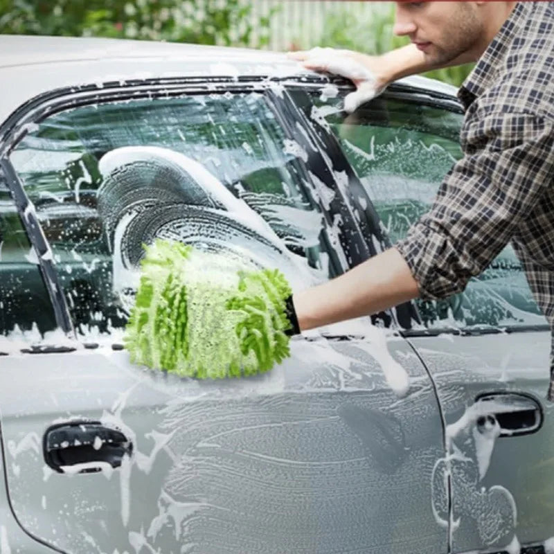 1-10PCS Microfiber Car Wash Green Gloves Portable Car Cleaning Mitt Super Absorbent Sponge Scratch Free Auto Cleaning Tool
