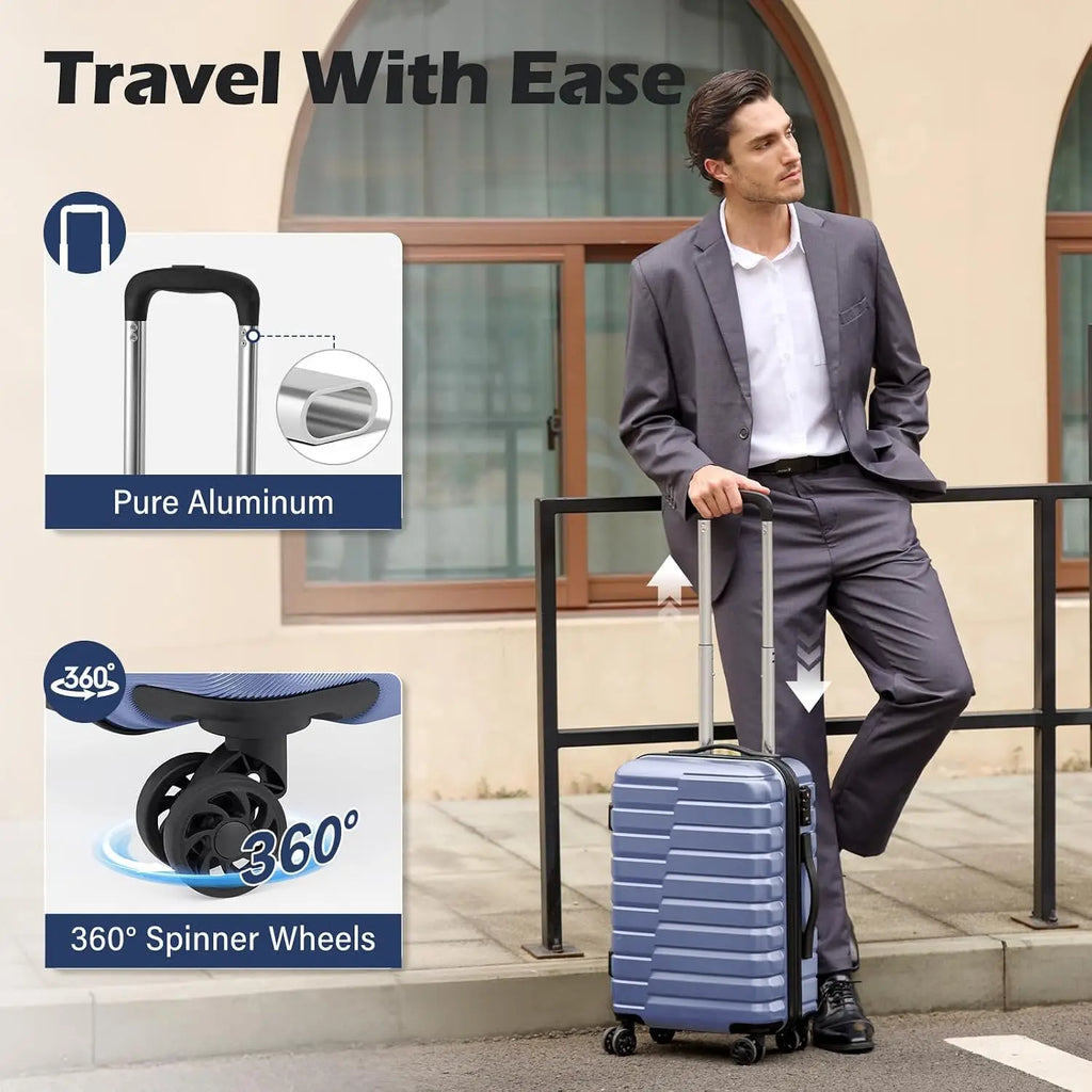 3 Piece Lightweight Expandable Hard Shell Luggage Set Large Checked Suitcase with Spinner Wheels, Customized