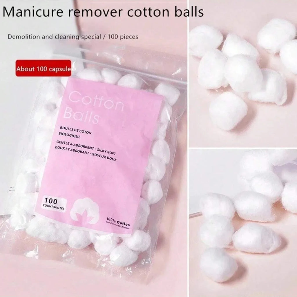 50/100/200 Pcs Nail Polish Remover Cotton Wool Balls Cleaning Tool Nail Art Cleaner Manicure Tools