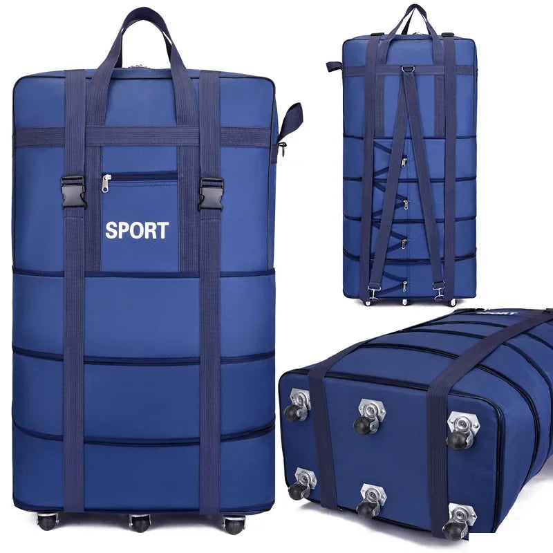 Large Capacity Dormitory Cotton Quilt Storage Bag with Wheels Travel Bag Student Luggage Bag Oxford Cloth Waterproof Dustproof