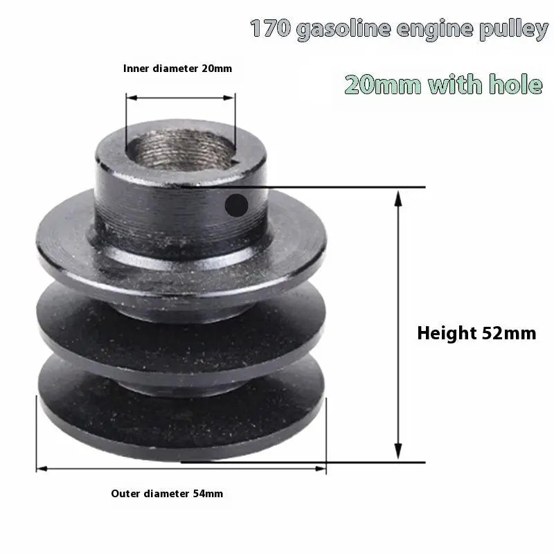 New 19/20mm Double Groove Flat Key Shaft V Belt Pulley For 168F 170F Engine Accessories