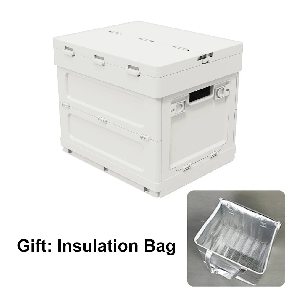 20L Foldable Car Trunk Storage Box Portable Camping Table Collapsible Organizer with Warning Sign for Picnic Fishing Home
