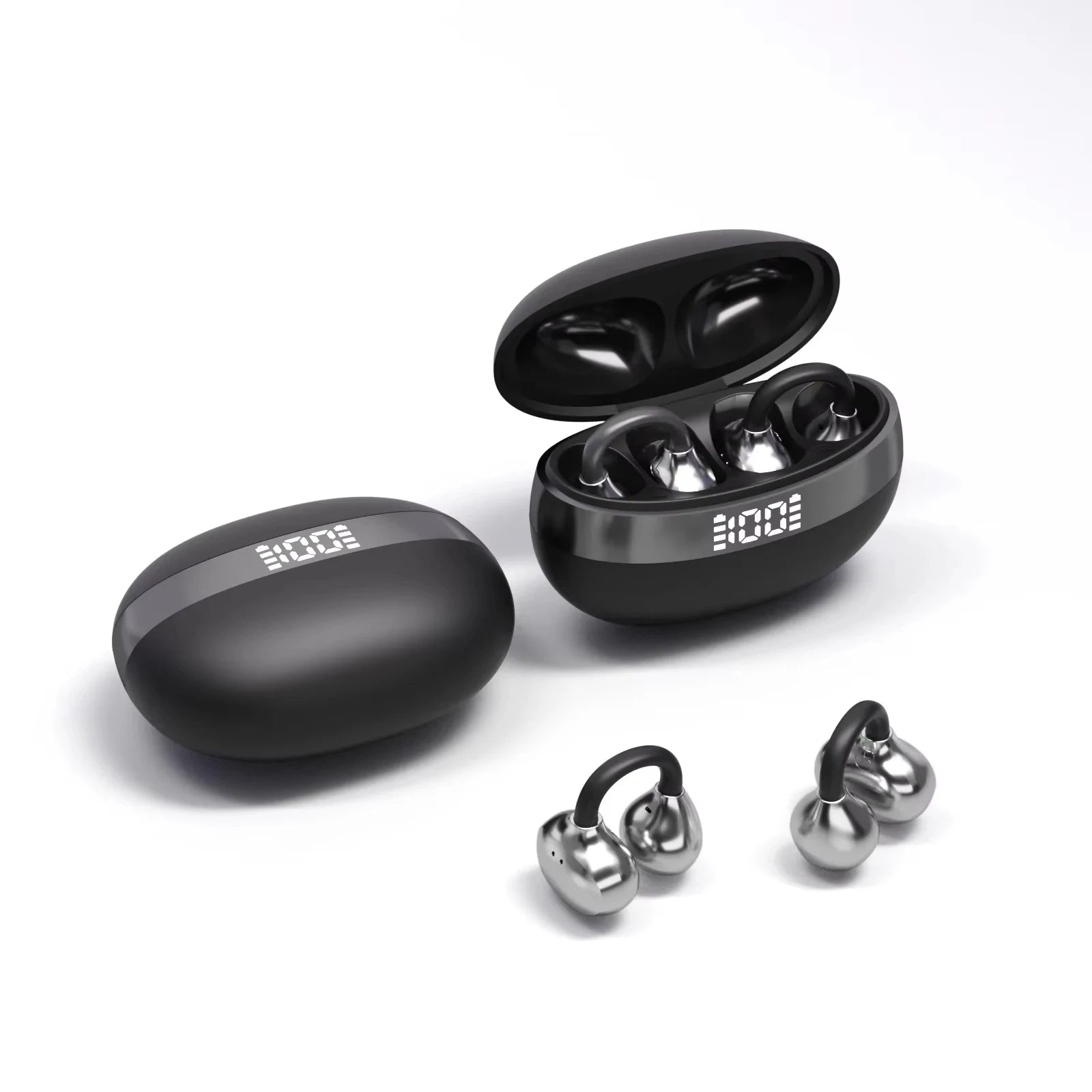 Clip-On Open Ear Wireless Bluetooth Headphones,Bluetooth 6.0 Sports Earphones with 60-Hour Battery, Comfortable Wearing,HD Call