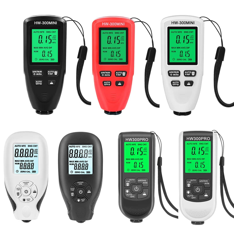 Car Paint Coating Thickness Gauge Electroplate Metal Coating Thickness Tester HW-300 0-2000UM Fe and NFe Film Automatical Tester