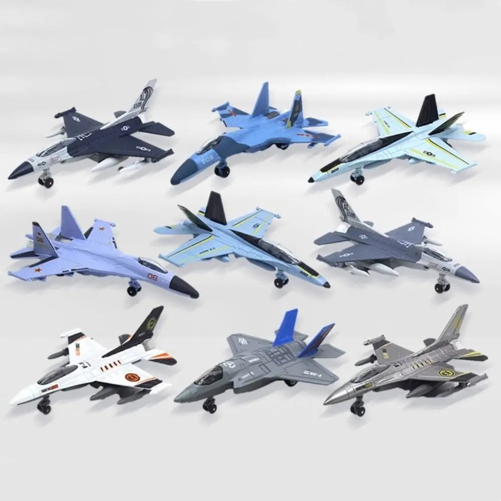 Diecast Fighter Aircraft Toy with Light Sound Pullback & Go Aviao Plane Model Collection F16 F22 F35 Jet Plane Toy Kids Toy
