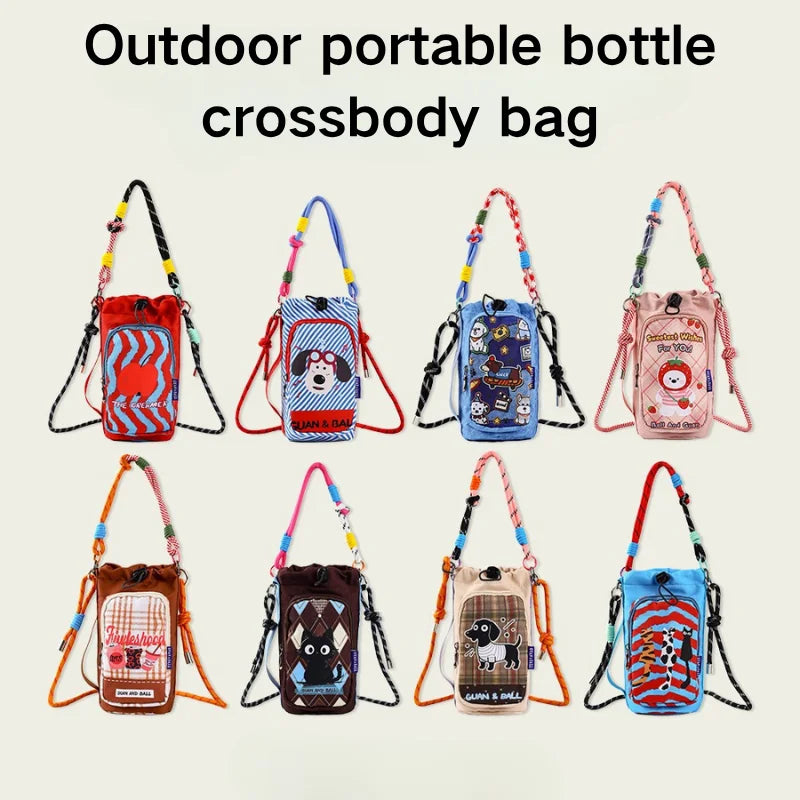 2026 New Illustrator-Designed Dopamine Lightweight Water Bottle Bag Crossbody Bag Outdoor Phone Casual Bag