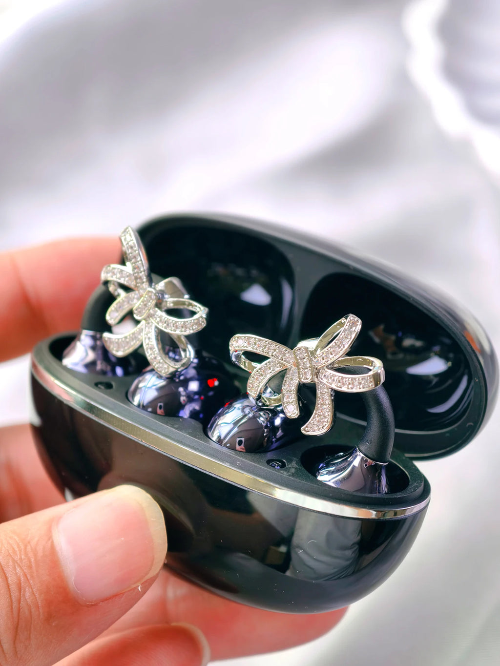 Bowknot Accessory Bluetooth Headphones Wireless Earbuds Stylish Bowknot Designed Bluetooth Earphones Premium Sound Quality Comfo