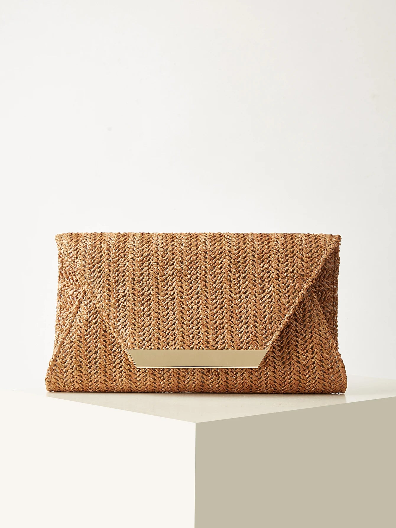 Women's Woven Clutch Bag, Beige, Solid Color, Summer, Holiday, Beach, Vacation Essential, Vacation Season, Versatile Business Commuter Women's Crossbody Bag, Casual, Simple, Beach