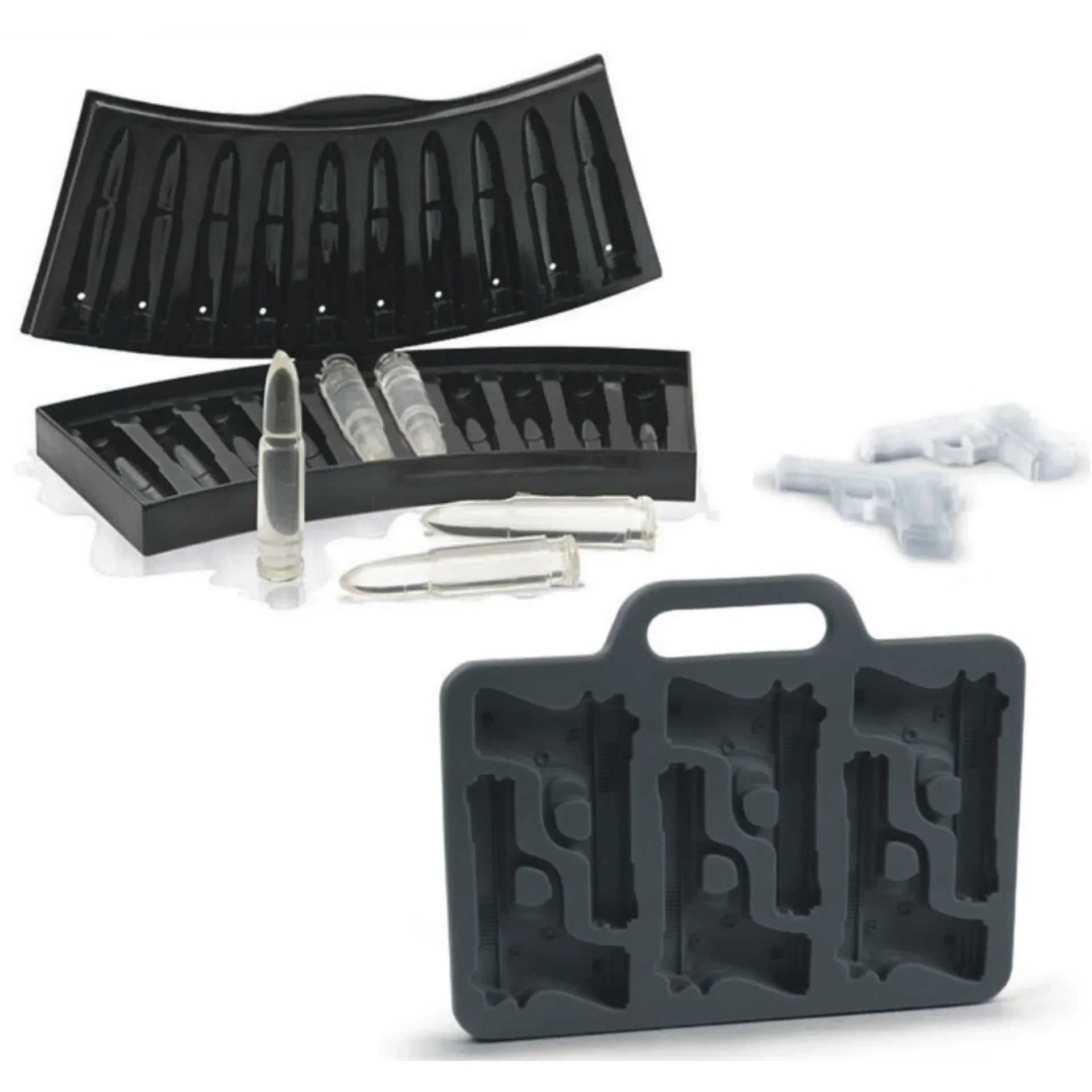 Gun Bullet Skull Ice Cube Maker DIY Bullet Ice Cube Tray Chocolate Mold Home Bar Accessories Whiskey Wine Ice Cream Tool