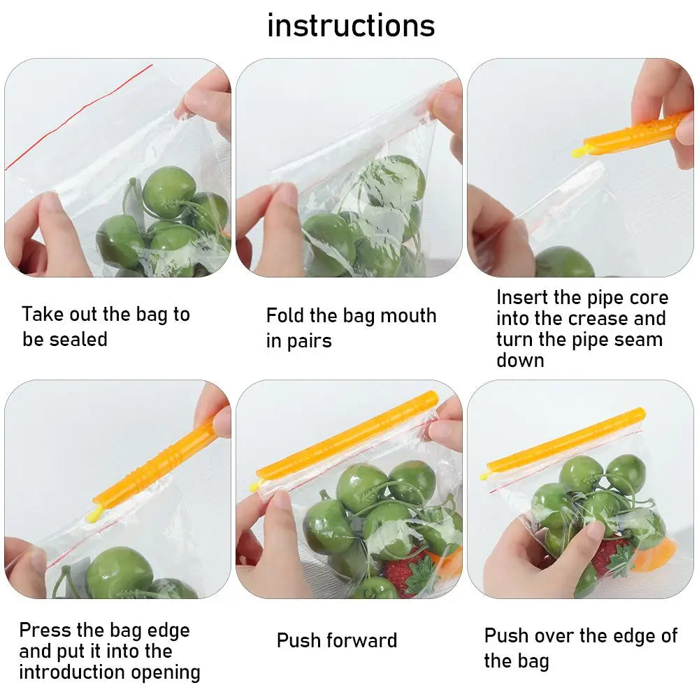 5PCS Household Practical Plastic Fresh Lock Refrigeration Tool Magic Sealer Stick Sealing Clip