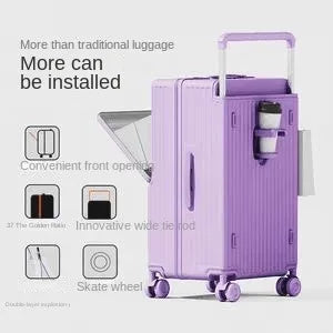 30 inch Wide Handle Luggage with Front Opening Laptop Compartment 24 inch 3:7 Split Suitcase ABS+PC 20 inch Carry-on Suitcase