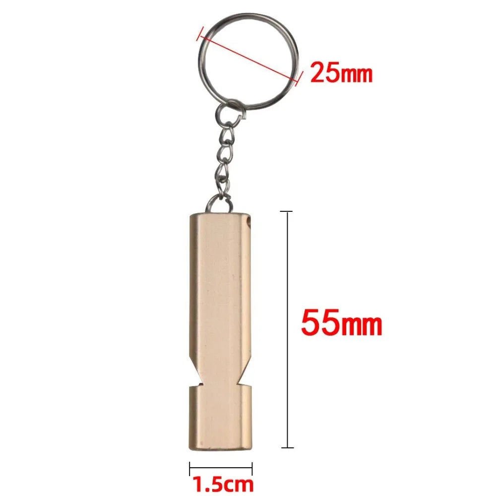 Hot Aluminum Alloy Double Tube Survival Whistle Emergency Rescue Whistle Keychain EDC Tool for Camping Hiking Outdoor Training