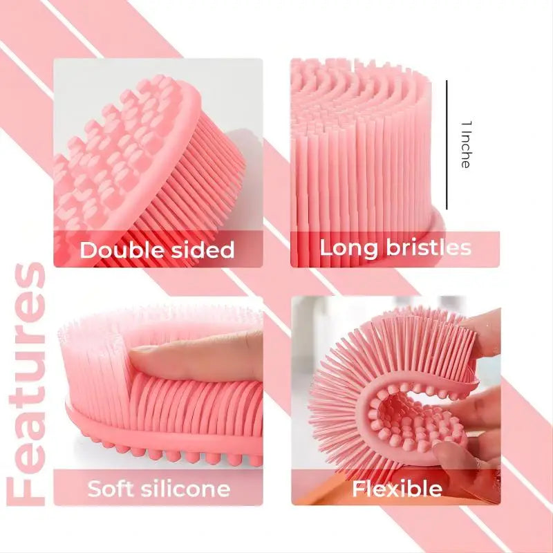 Bath And Shampoo Brush, Silicone Body Scrubber For Use In Shower, Exfoliating Body Brush, Premium Silicone Loofah, Head Scrubber