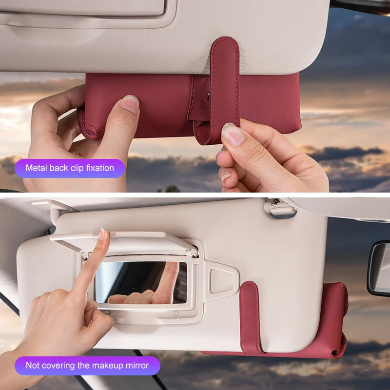 Car Glasses Case Portable Leather For Chery Jaecoo J7 J8 2025 Car Sunshade Sunglasses Holder Eyeglasses Storage Box Accessories