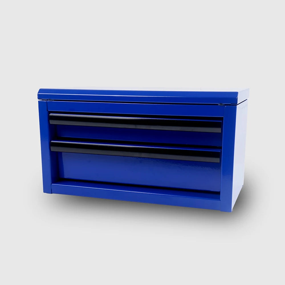 275MM Mini Metal Drawer Style Tool Storage Box Dark Blue 3 Layer Portable Top Opening Organizer for Easy Layered Sorting