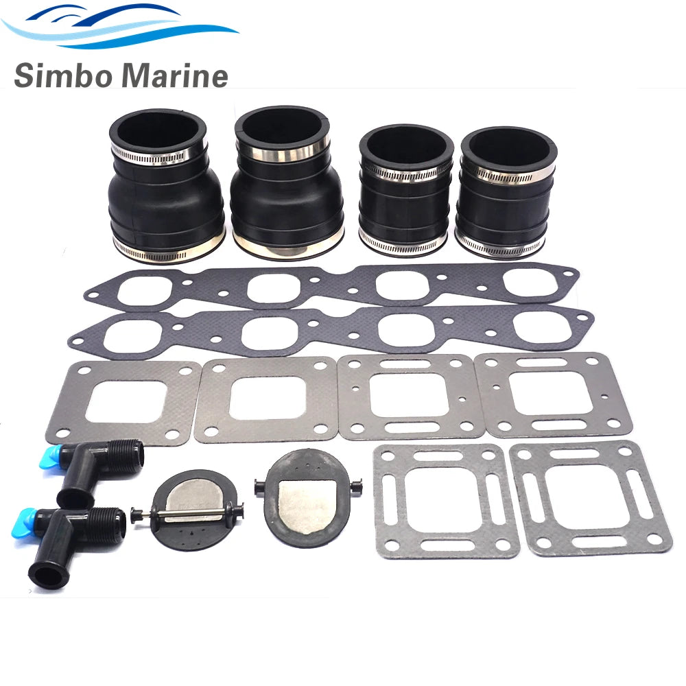 Exhaust Wet Joint Manifolds Bellow Kit With Gasket Kits For MerCruiser V8 GM 454 502 22-806926A1 27-46820 27-863726 32-90949T