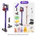 Kids Real Suction Cleaning Play Set with Storage Rack - 3-in-1 Electric Vacuum Cleaner & Pretend Cleaning Tools for Toddlers