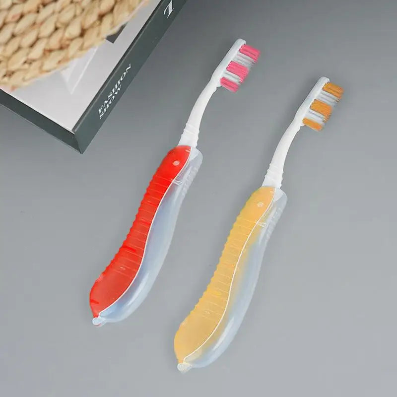For Trip Daily Use Women Men Travel Folding Toothbrush Portable Toothbrush Built In Cover Multi Color Size Collapsable Brush