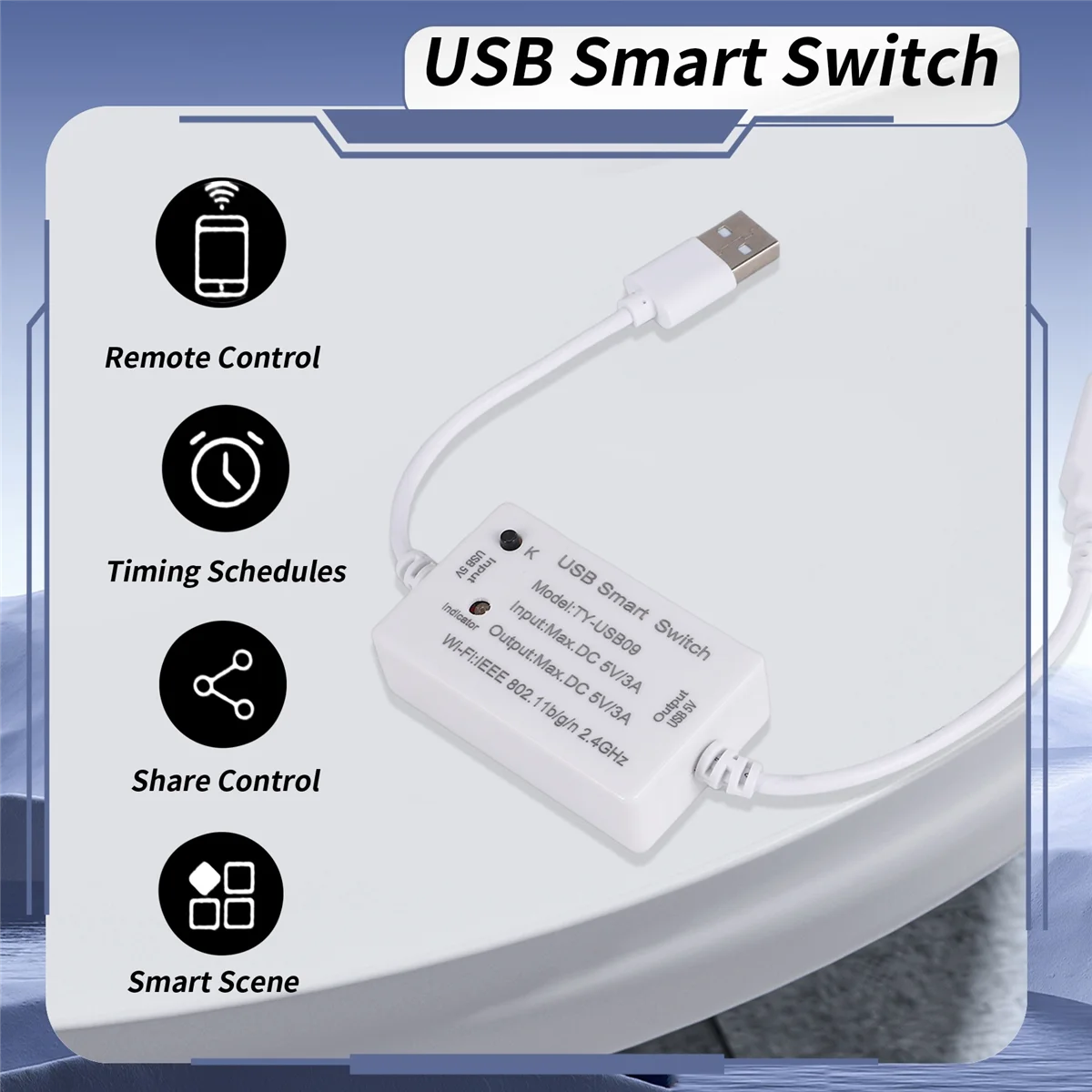 ABQR Tuya USB Smart Switch WIFI Controller Universal Breaker Timer Smart Life for USB Appliances for Home