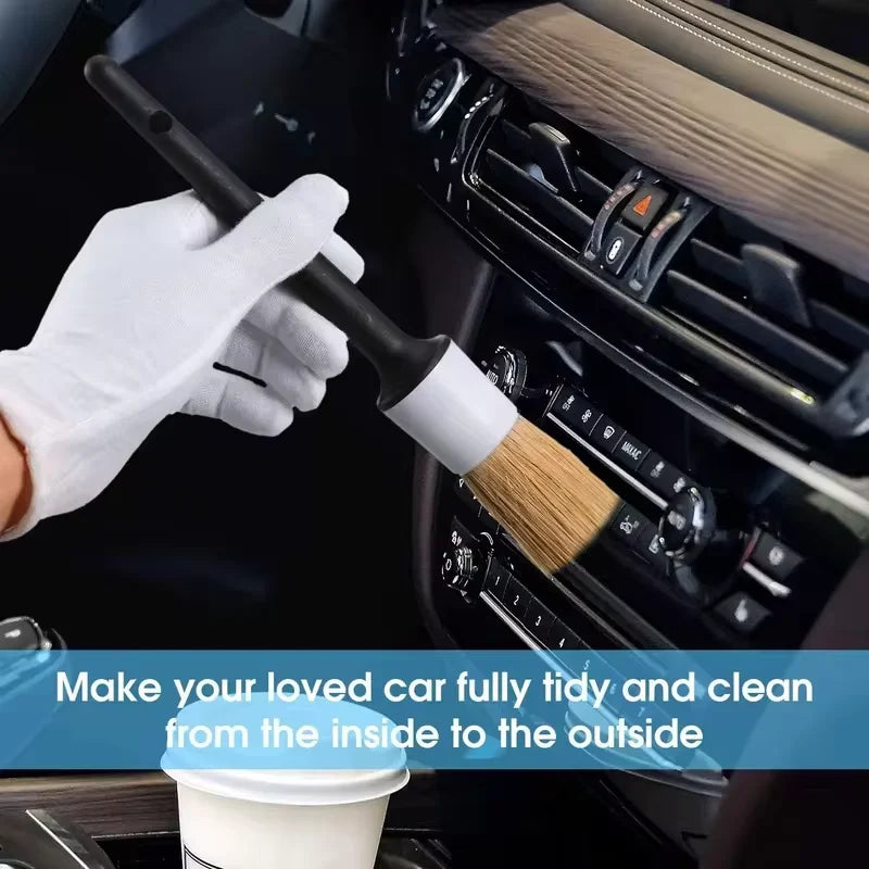 5Pcs Car Detailing Brush Set Car Cleaning Brushes Sponges Towels for for Washing Emblems Wheels Interior Auto Accessories