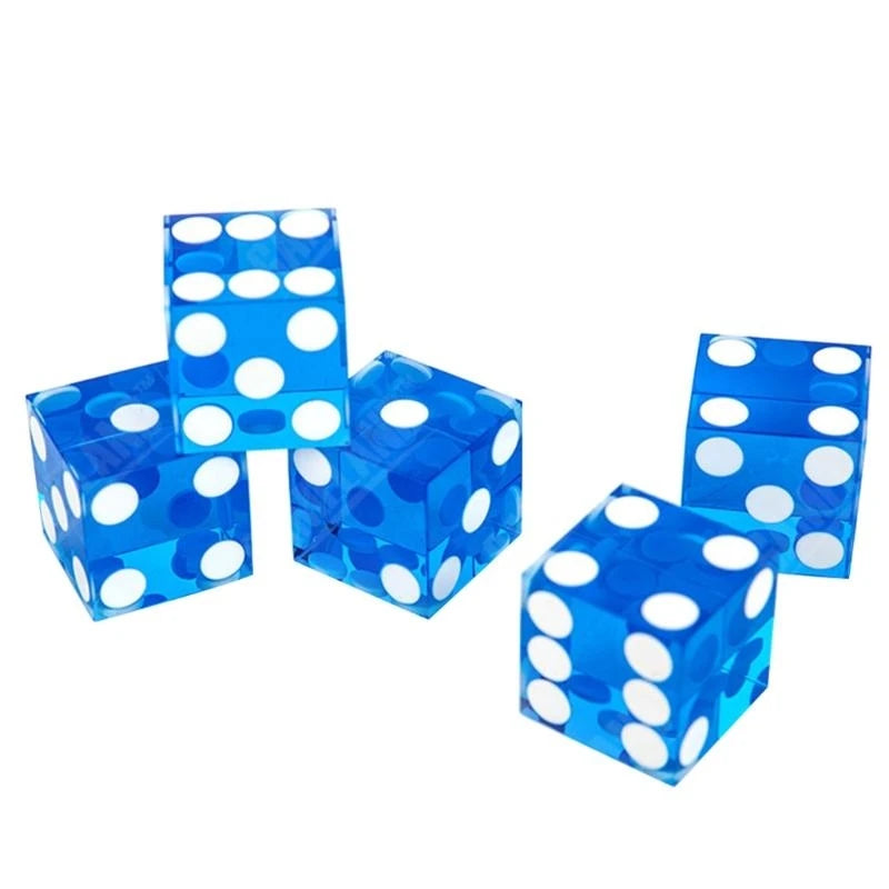 5pcs High-grade Acrylic Transparent Dice D6 19mm Casino Dice with Razor Edges XXUF