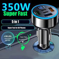 5 in 1 USB Car Phone Charger Adapter with Voltage Display Dual PD Port Super Fast Charge for iPhone Samsung Huawei OPPO