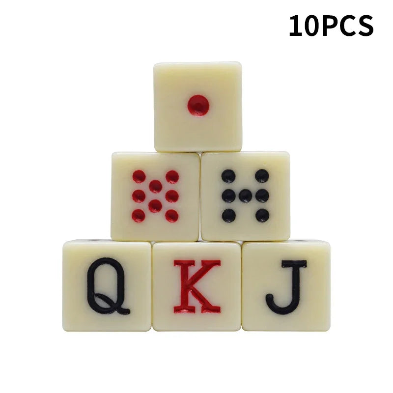 20Pcs/set 16mm Square Corner Teeth Yellow Acrylic Poker Dice JQK Dice Table Game Dice Spanish Dice