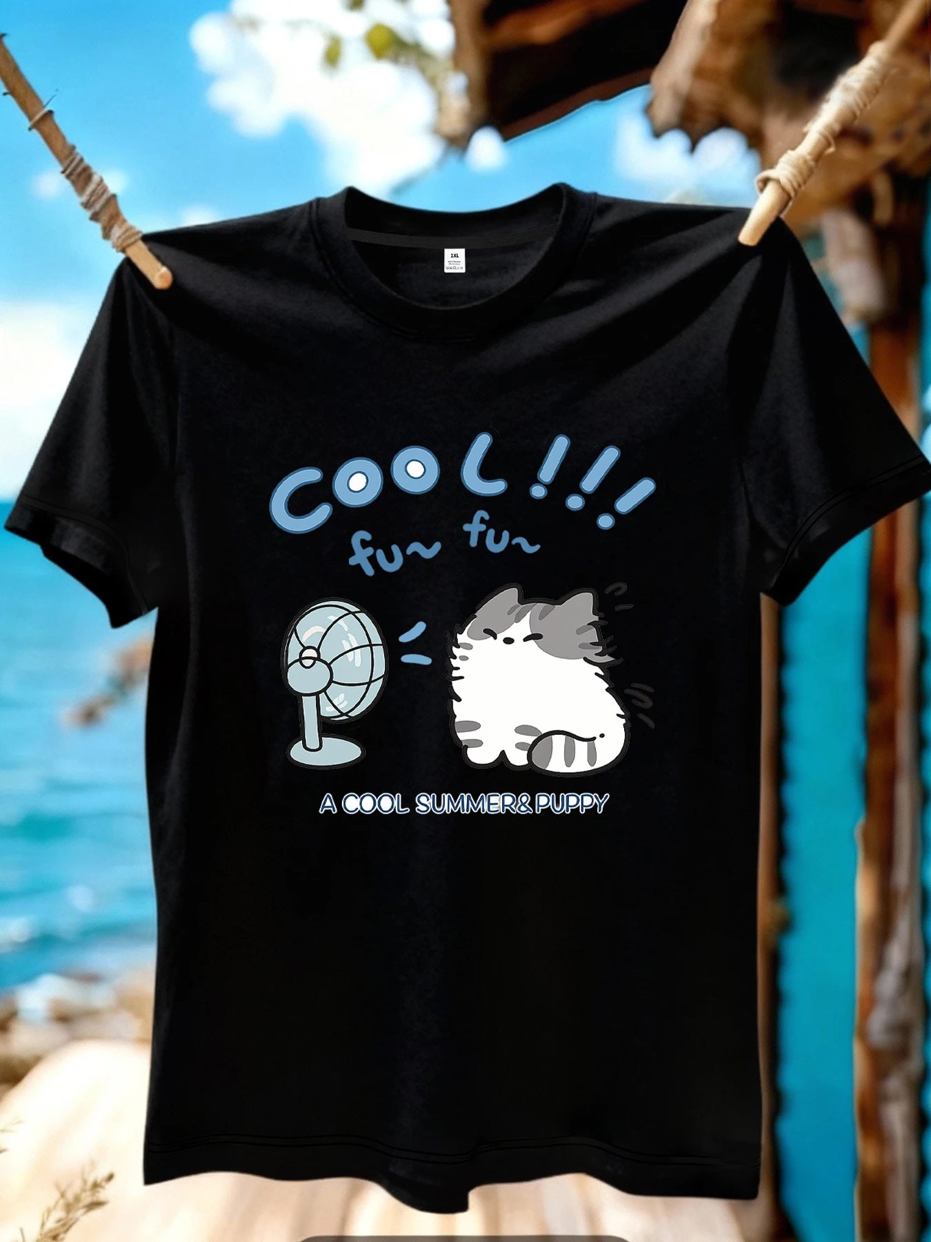 【WZM10860】Creative cat print plus size women's round neck summer casual short sleeved street fashion versatile T-shirt