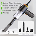 6 IN 1 Car Vacuum Cleaner Suction Blow Vaccum Vacum Wireless Home Handheld Charging Portable Mini Small Aspiradora Auto Machine