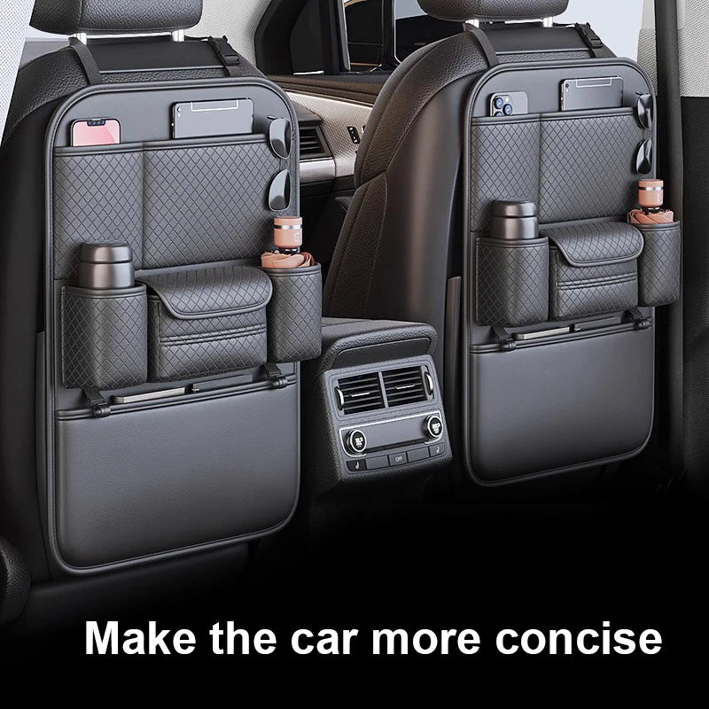 1/2pcs Car Seat Back Organizer High-Capacity Multi-Pocket Backseat Storage Bag Wear-Resistant Anti Kick Mat