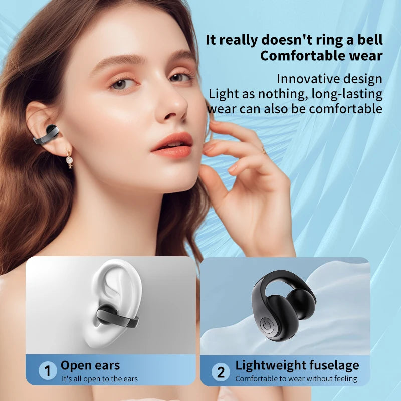 Bluetooth5.4 Single Wireless Earphone Ear-Clip Business Headphone HIFI Stereo TWS Music Headset Sports Earbuds For Xiaomi iphone