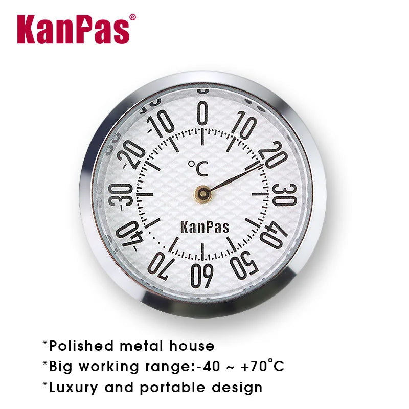 KANPAS Thermometer Hygrometer Mechanical Temperature Humidity Gauge Premium Metal Case No Battery for Car RV Home Outdoor Guitar