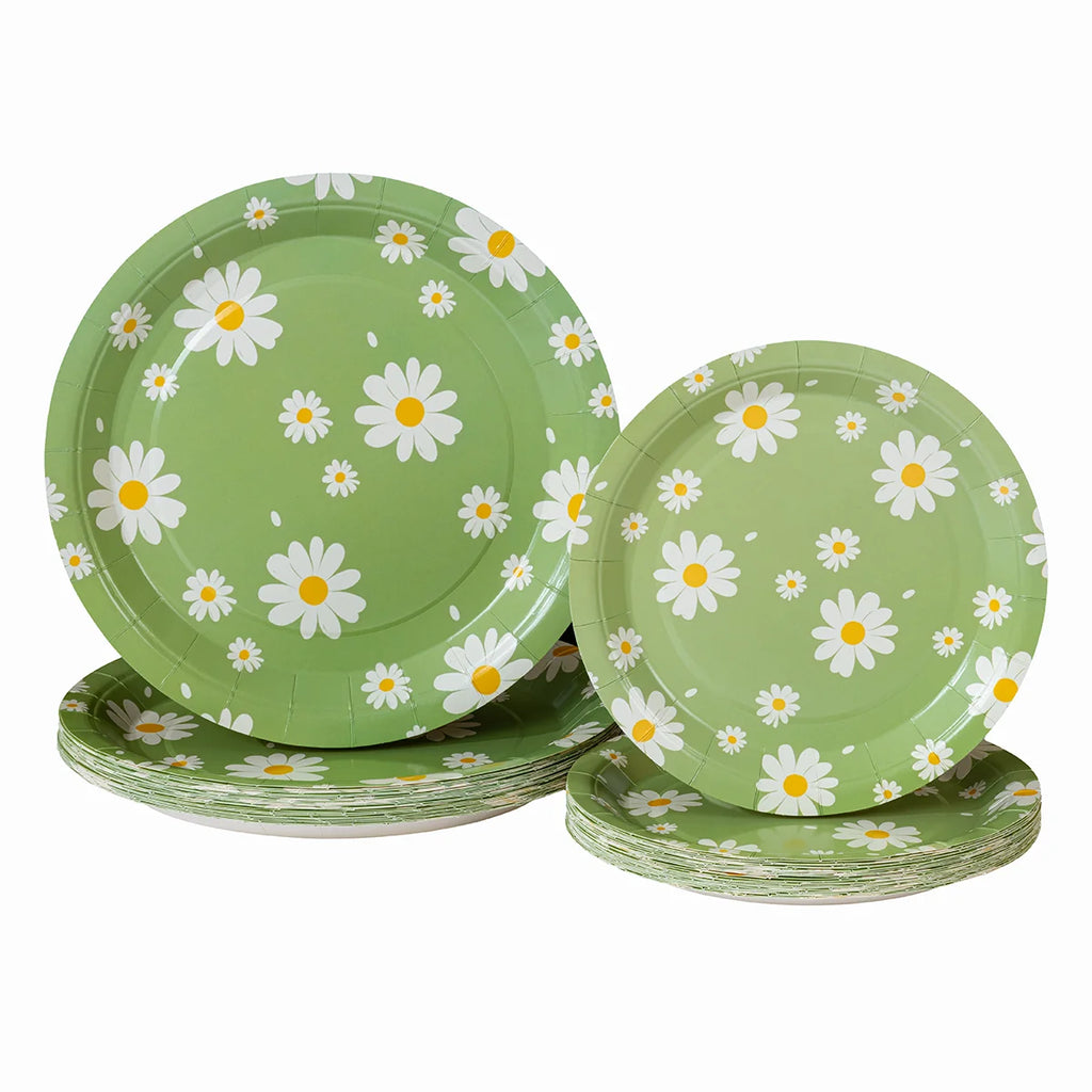 Paper Plates Heavy Disposable Dinner Plates Pastel Floral Print for Picnic Bridal Shower Spring Birthday Party Decor