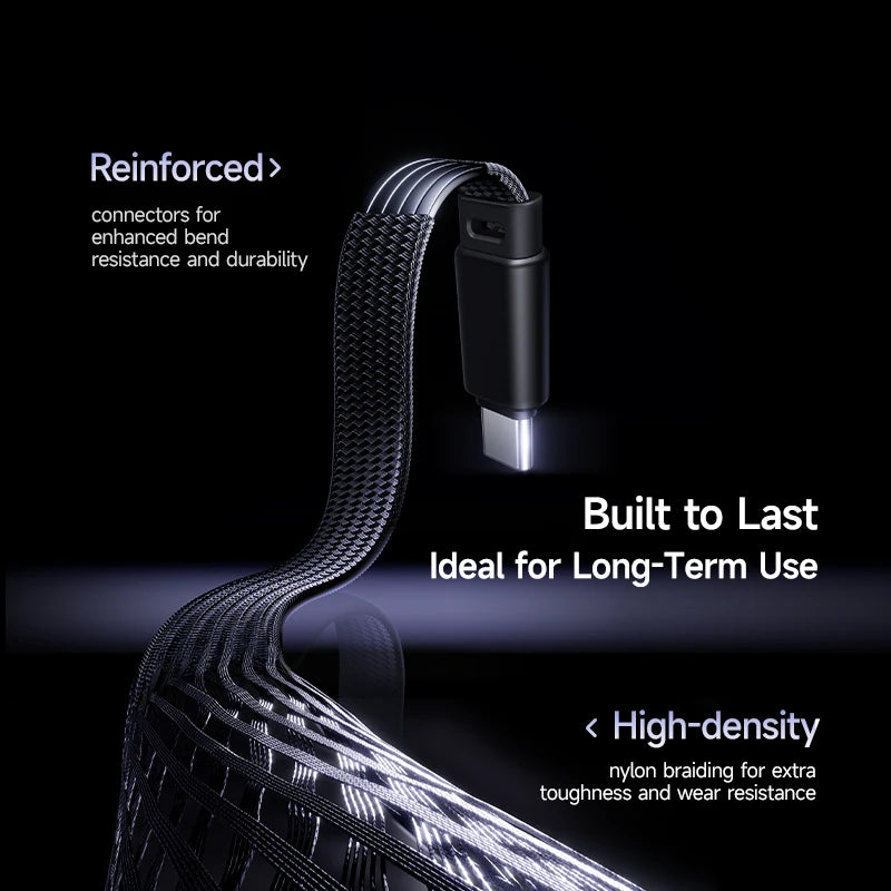 Baseus MVP3 Elbowed 100W USB C Cable For iPhone 16 15 Pro Max LED Light Type C Cable for Macbook Pro Xiaomi Samsung